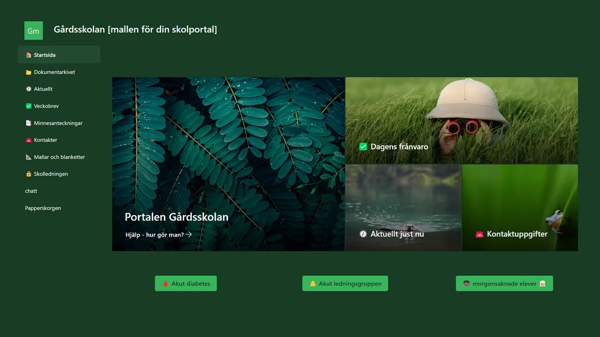 Skärmbild av Skolportal